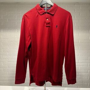 Polo Ralph Lauren Mens Long Sleeve Polo Shirt Red Pony Logo Casual